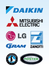 Daikin, Mitsubishi, LG, Gram, Zanotti, Foster, Hoshizaki